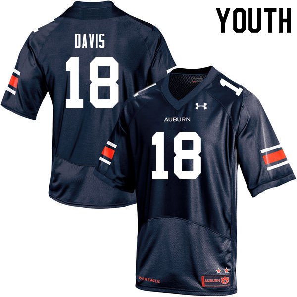 Auburn Tigers Youth Dematrius Davis #18 Navy Under Armour Stitched College 2021 NCAA Authentic Football Jersey HWI5374YG